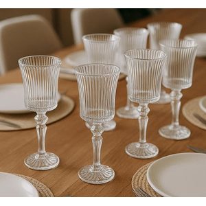 Clear Wine Glass Ribbed Design 6pc