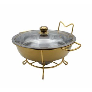 Gold Chafing Dish with Glass Lid