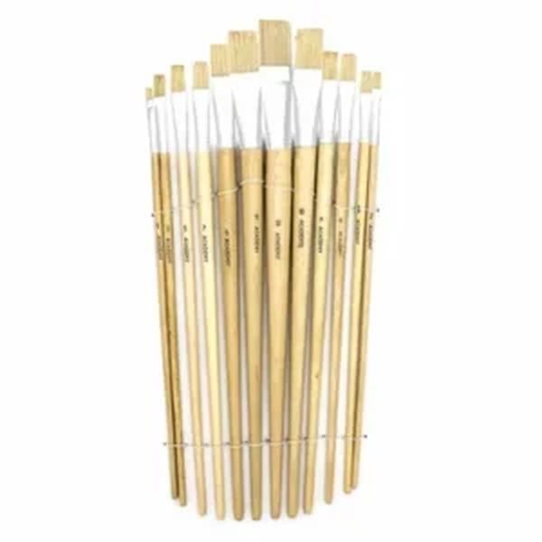 Academy Millenium Artist Paint Brushes - Long Handle Synthetic Flat Set Sizes 1-12
