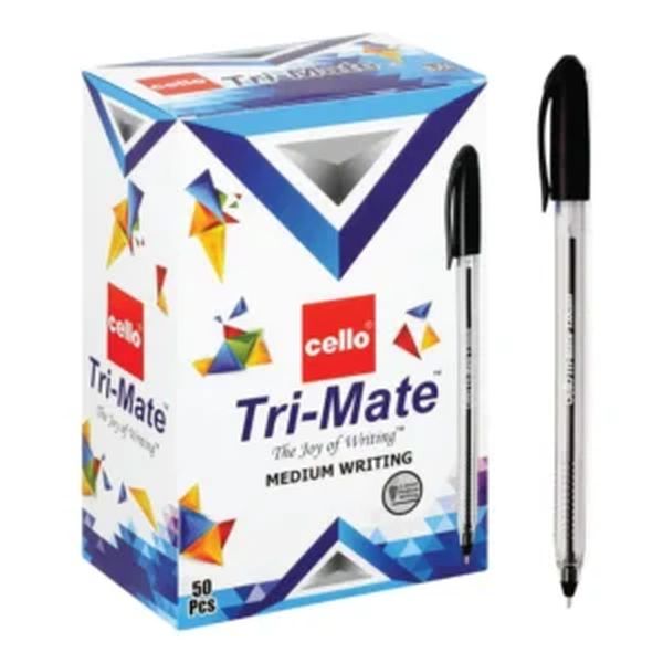 Bic Cello Tri-Mate Ballpoint Pen Medium 1.0mm Black - Box 50