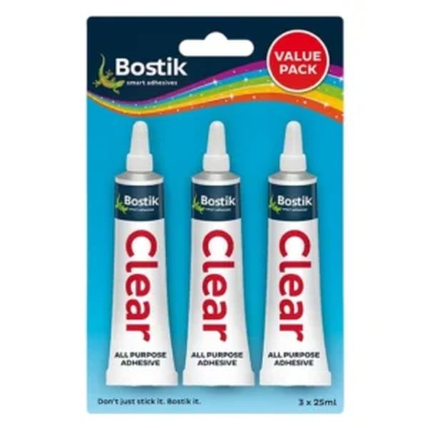 Bostik Clear Adhesive 25ml - Value Pack 3