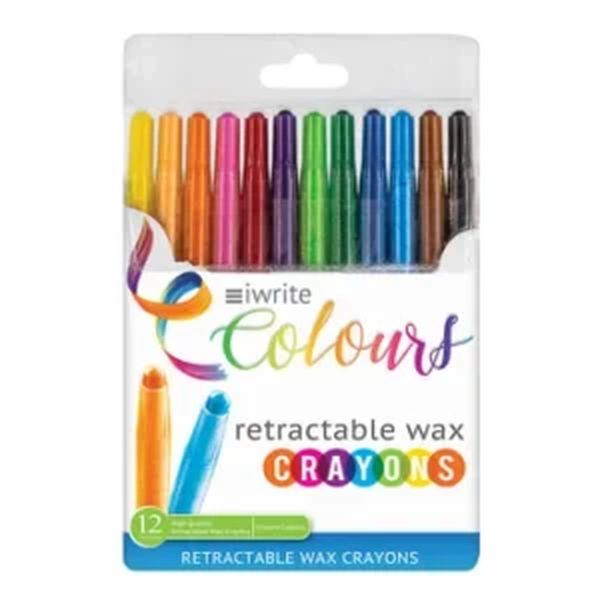 iWrite Colours Retractable Wax Crayons 12s